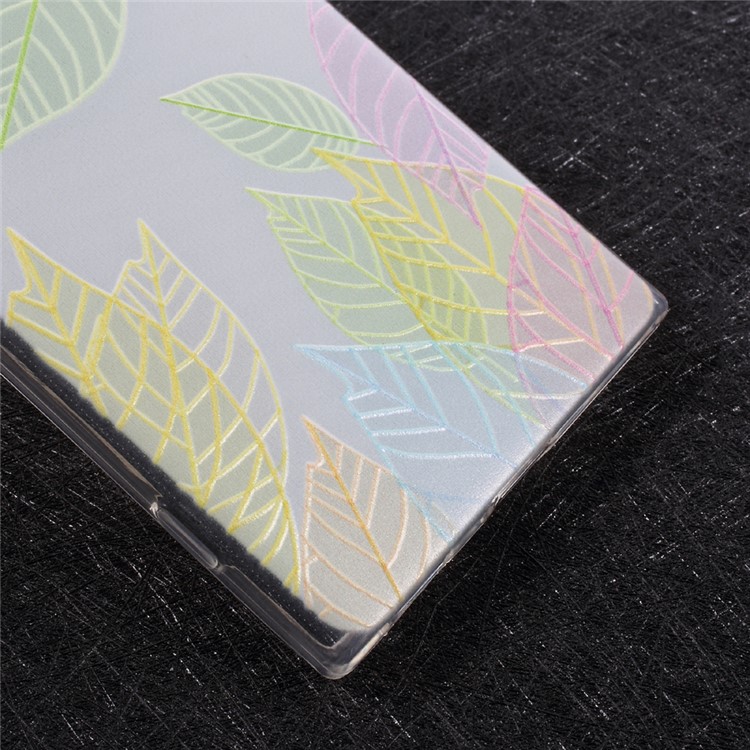 For Sony Xperia XA1 Embossing Patterned TPU Back Case Cover - Colored Leaves-4