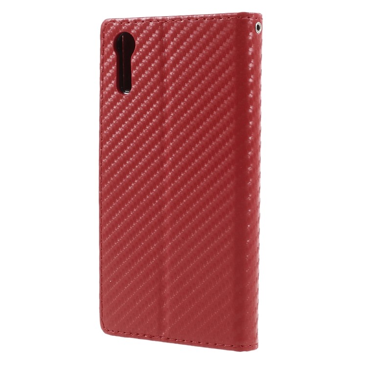 For Sony Xperia XZs / XZ Carbon Fiber Skin Wallet Stand Leather Mobile Phone Case - Red-2