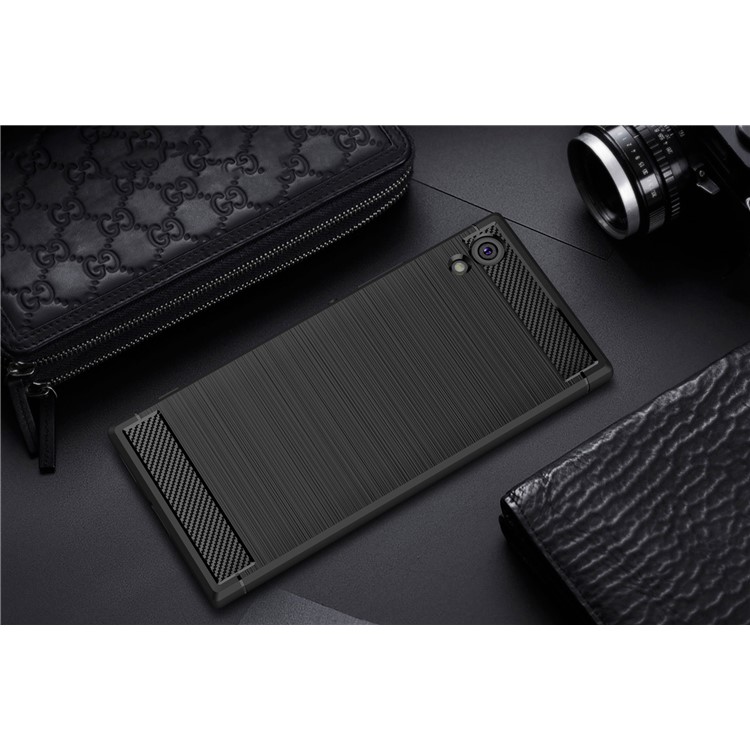 For Sony Xperia XA1 Carbon Fiber Texture Brushed TPU Accessory Case - Black-10