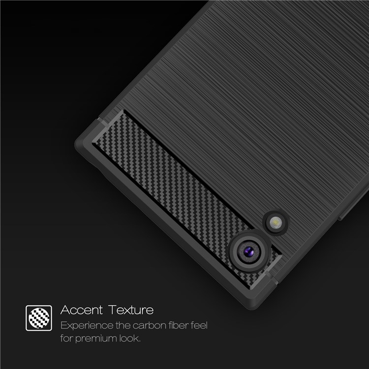 For Sony Xperia XA1 Carbon Fiber Texture Brushed TPU Accessory Case - Black-4