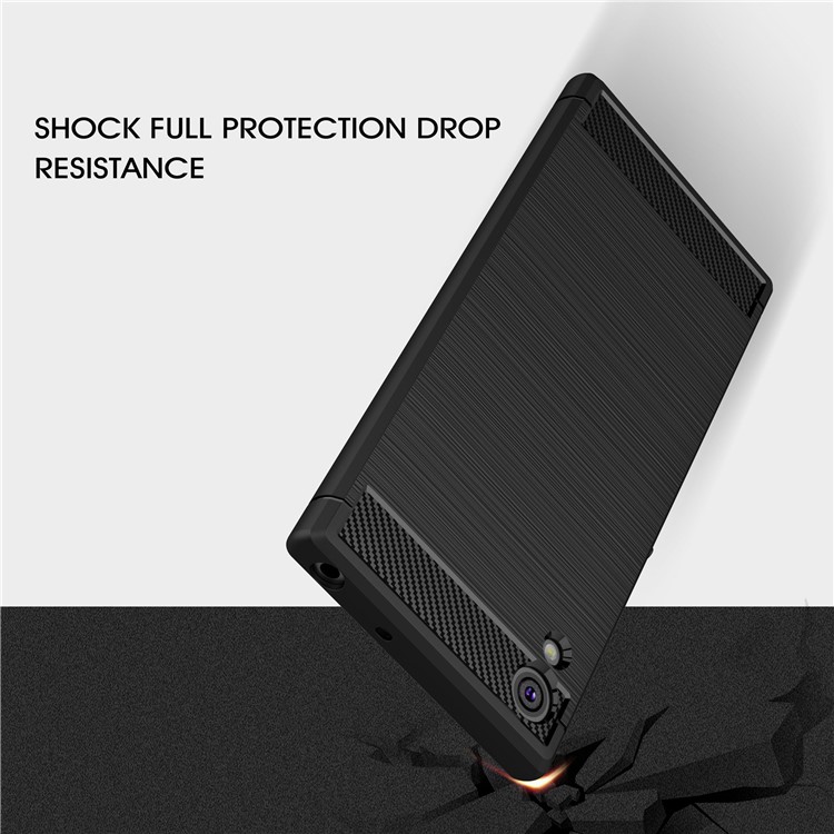 For Sony Xperia XA1 Carbon Fiber Texture Brushed TPU Accessory Case - Black-6
