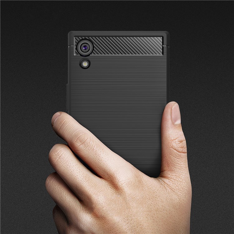 For Sony Xperia XA1 Carbon Fiber Texture Brushed TPU Accessory Case - Black-8