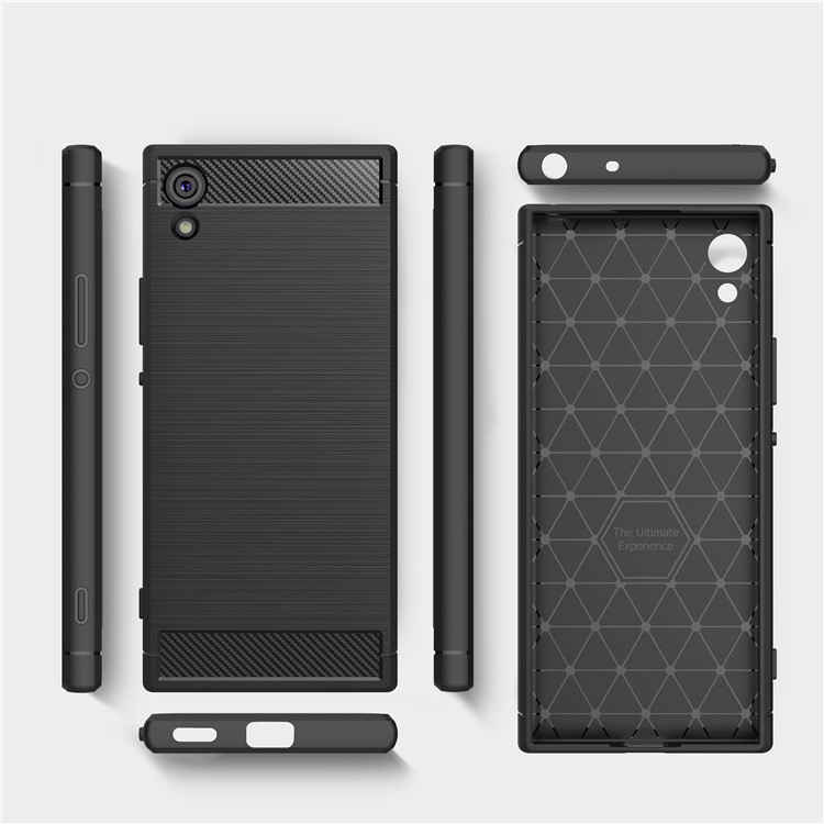 For Sony Xperia XA1 Carbon Fiber Texture Brushed TPU Accessory Case - Black-9