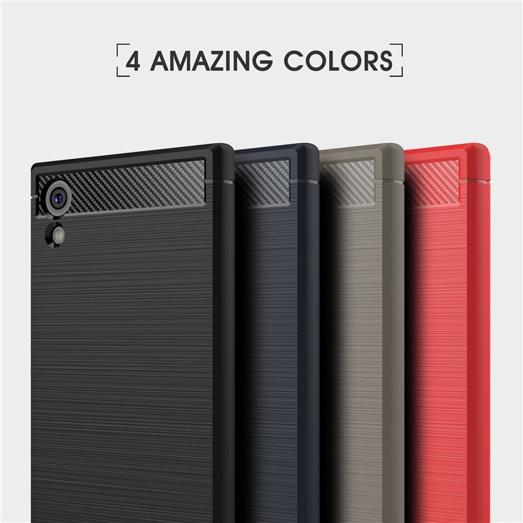 For Sony Xperia XA1 Carbon Fiber Texture Brushed Mobile TPU Casing - Blue-3