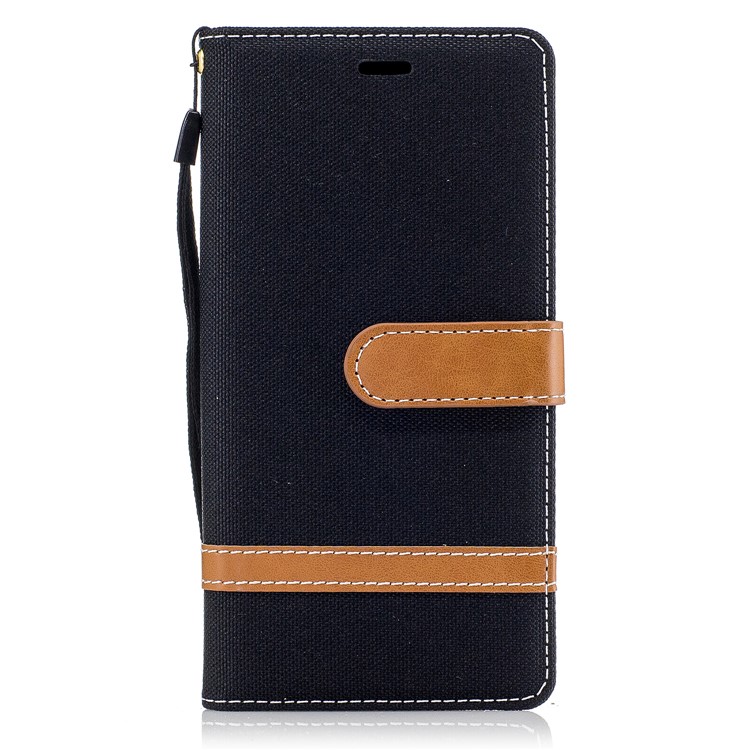 Jean Cloth Leather Card Holder Mobile Protective Case for Sony Xperia XA1 - Black-3