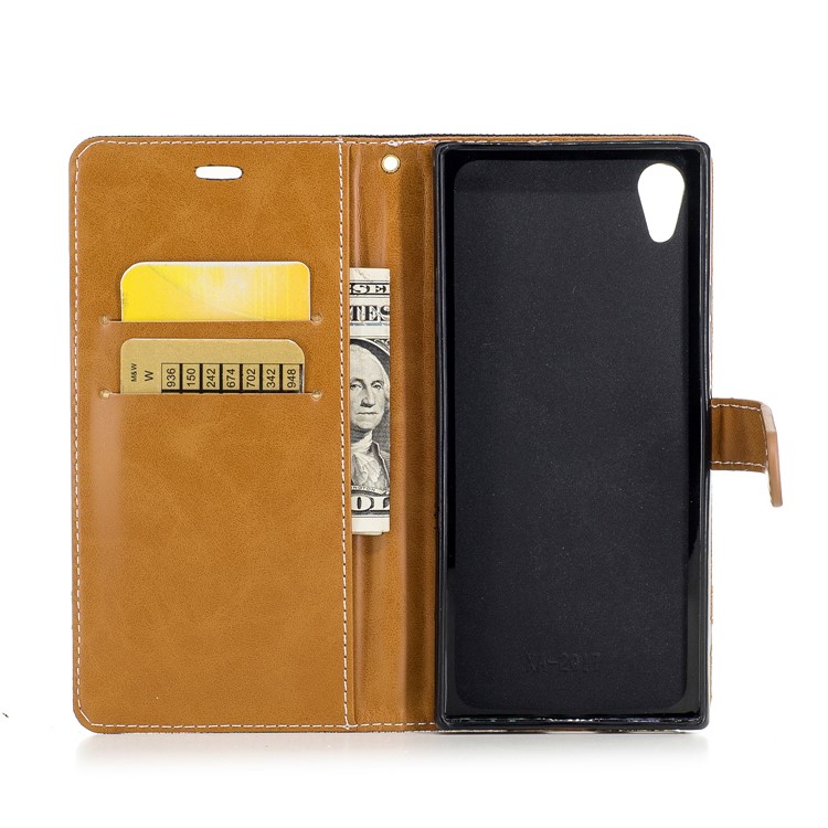 Jean Cloth Leather Card Holder Mobile Protective Case for Sony Xperia XA1 - Black-4
