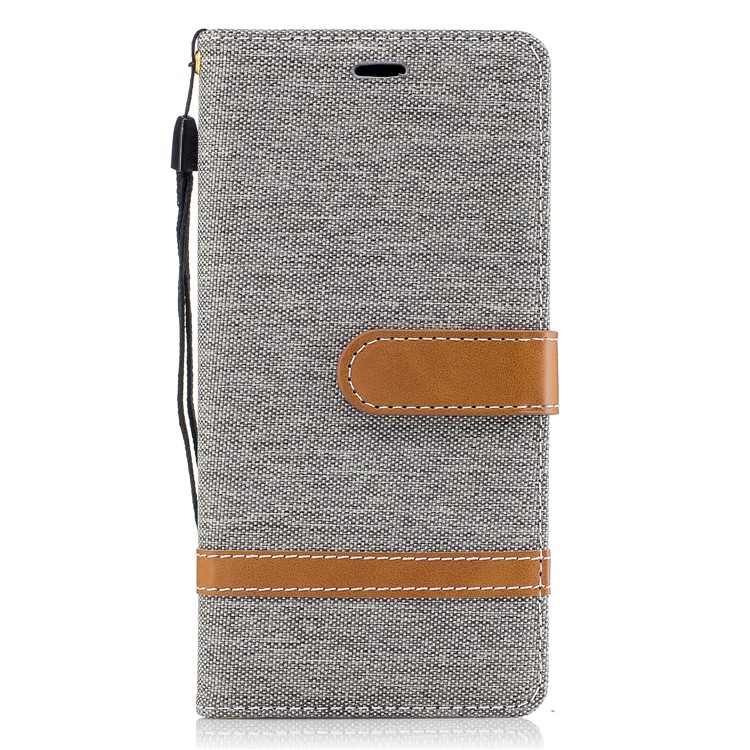 Two-tone Jean Cloth Leather Mobile Cover with Card Slots for Sony Xperia XA1 - Grey-2