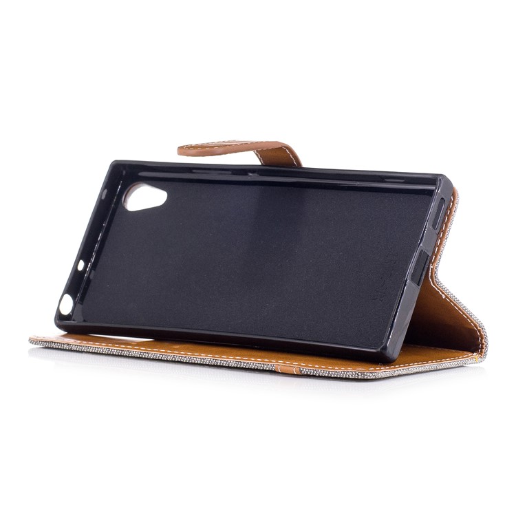 Two-tone Jean Cloth Leather Mobile Cover with Card Slots for Sony Xperia XA1 - Grey-5