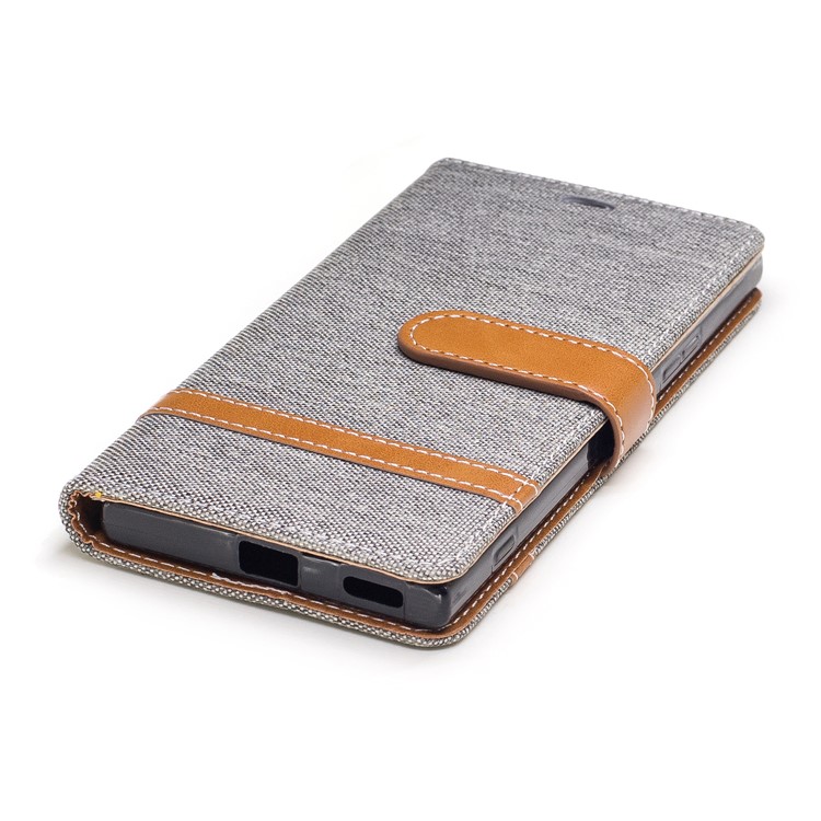 Two-tone Jean Cloth Leather Mobile Cover with Card Slots for Sony Xperia XA1 - Grey-6