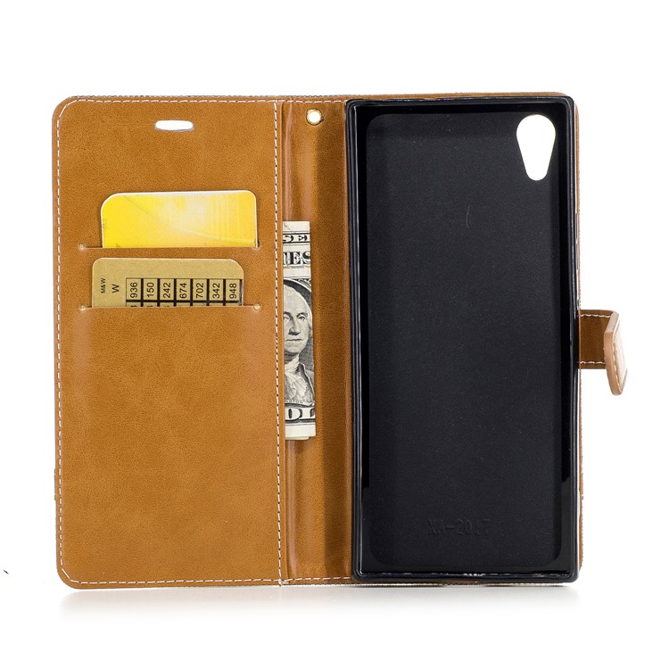 Two-tone Jean Cloth Leather Mobile Cover with Card Slots for Sony Xperia XA1 - Grey-8