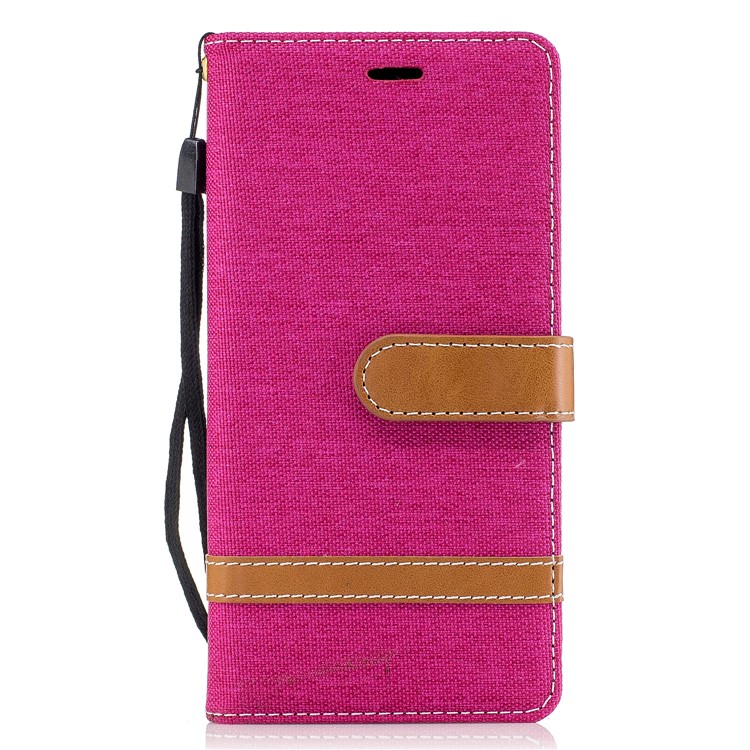 Jean Cloth Leather Card Holder Phone Case Accessory for Sony Xperia XA1 - Rose-2