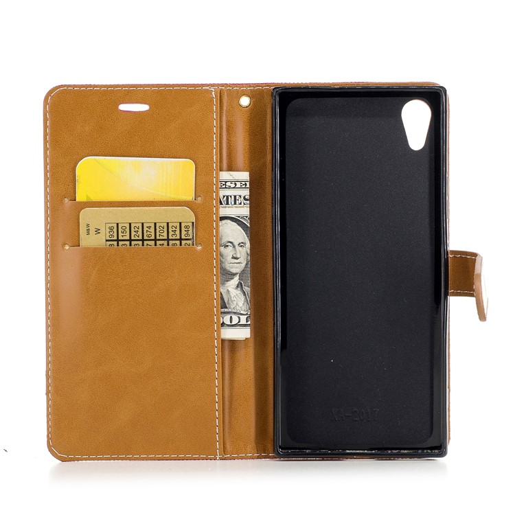 Jean Cloth Leather Card Holder Phone Case Accessory for Sony Xperia XA1 - Rose-8