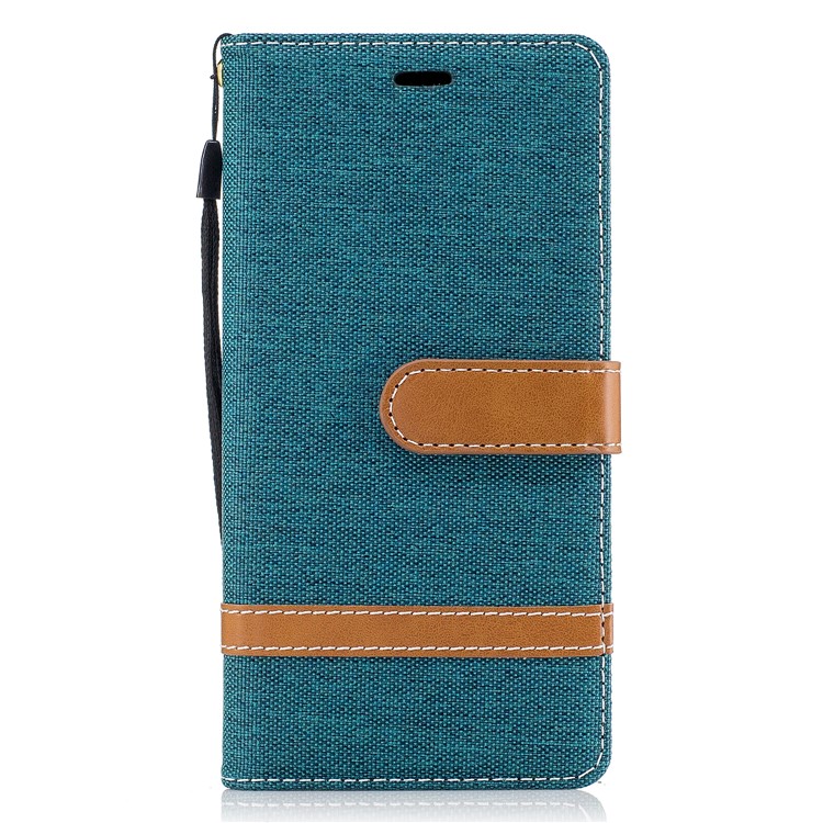 Jean Cloth Leather Card Holder Cell Casing for Sony Xperia XA1 - Cyan-2