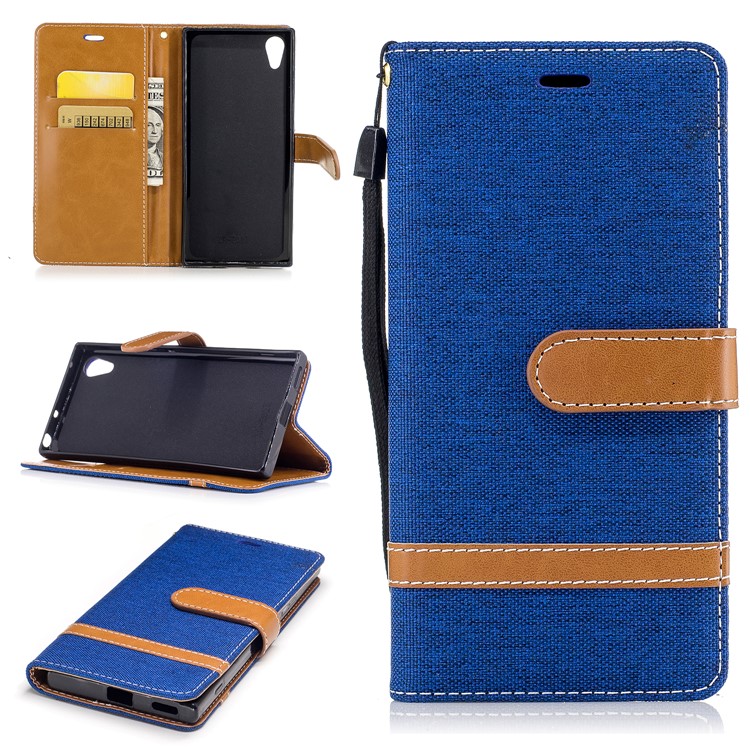 Custodia in pelle con supporto in pelle per Sony Xperia XA1 - Baby Blue-1