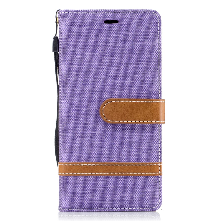 Jean Cloth Leather Card Holder Mobile Case for Sony Xperia XA1 - Purple-2