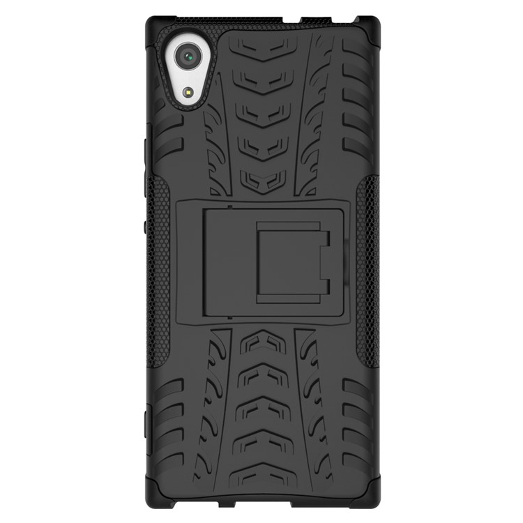 Tire Cool Guard PC + TPU híbrido caso con Kickstand para Sony Xperia XA1 - Negro-2
