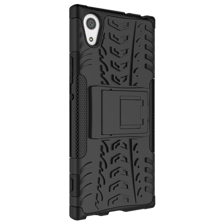 Tire Cool Guard PC + TPU híbrido caso con Kickstand para Sony Xperia XA1 - Negro-3