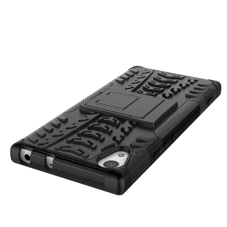 Tire Cool Guard PC + TPU híbrido caso con Kickstand para Sony Xperia XA1 - Negro-4