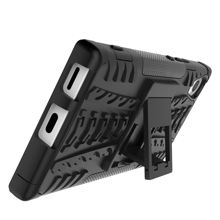 Tire Cool Guard PC + TPU híbrido caso con Kickstand para Sony Xperia XA1 - Negro-6