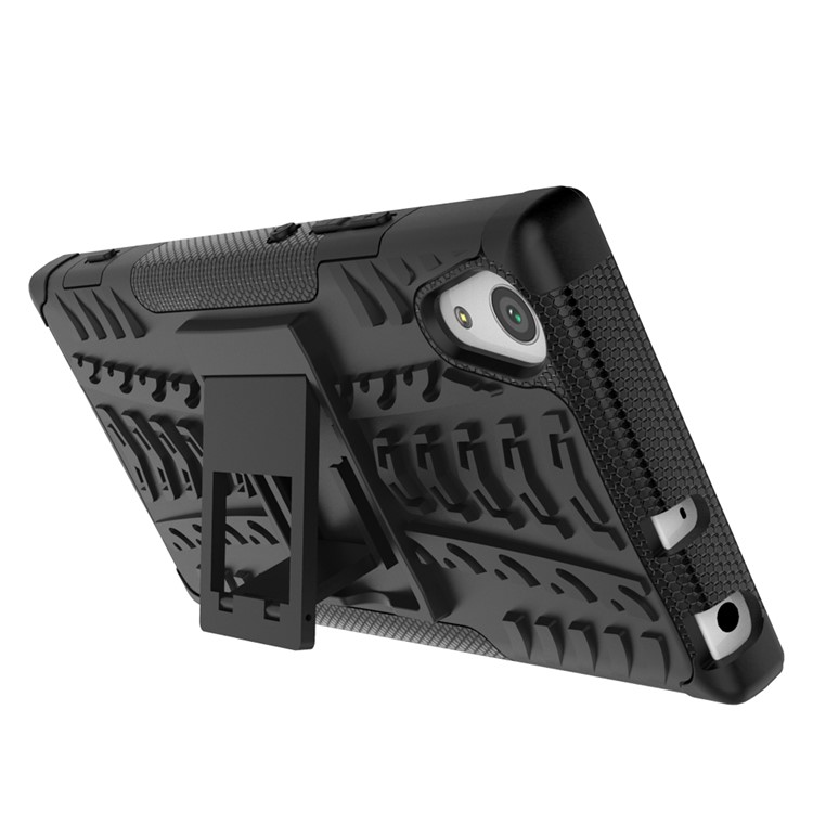Tire Cool Guard PC + TPU híbrido caso con Kickstand para Sony Xperia XA1 - Negro-7