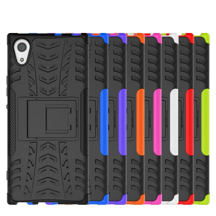 Anti-slip Cool Tyre PC + TPU Combo Phone Shell with Kickstand for Sony Xperia XA1 - Red-4