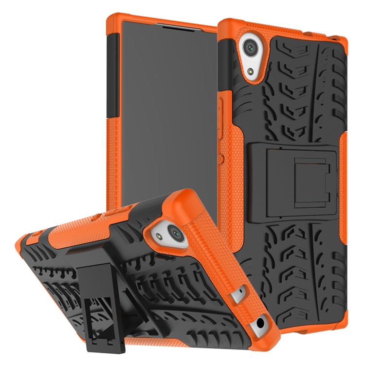 Cool Tyre PC + TPU Hybrid Protective Case with Kickstand for Sony Xperia XA1 - Orange-1