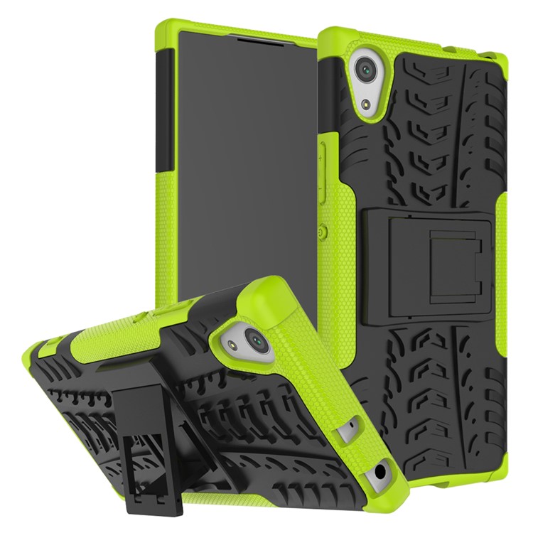 Anti-slip PC + TPU Combo Kickstand Shell for Sony Xperia XA1 - Green-1