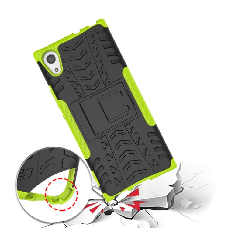 Anti-slip PC + TPU Combo Kickstand Shell for Sony Xperia XA1 - Green-2