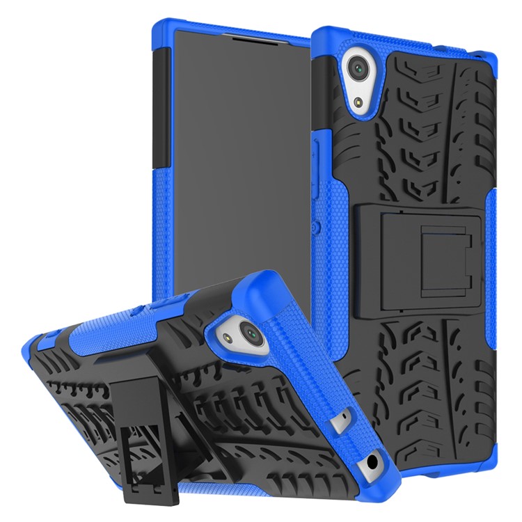 Anti-slip PC + TPU Hybrid Case with Kickstand for Sony Xperia XA1 - Blue-1