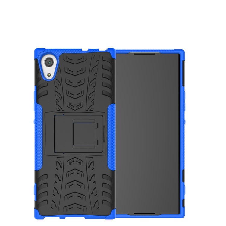 Anti-slip PC + TPU Hybrid Case with Kickstand for Sony Xperia XA1 - Blue-3