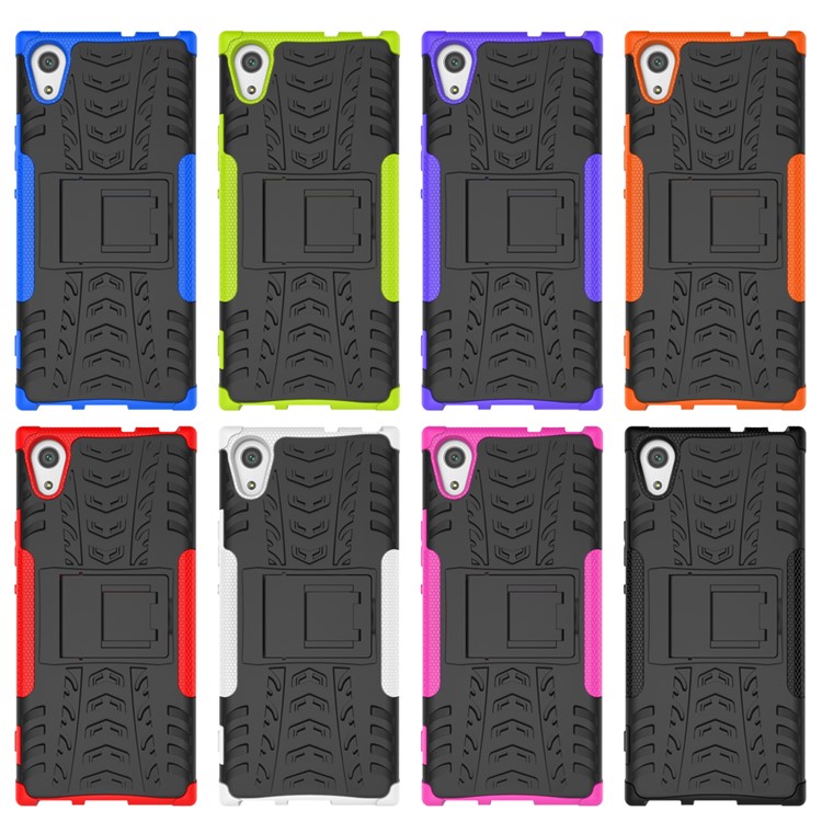 Tyre Cool Guard Anti-slip PC + TPU Hybrid Casing for Sony Xperia XA1 - Purple-3