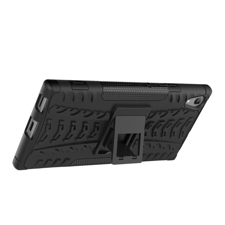 For Sony Xperia XA1 Ultra Kickstand Cool Tyre Pattern PC + TPU Case - Black-12