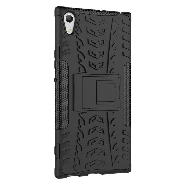 For Sony Xperia XA1 Ultra Kickstand Cool Tyre Pattern PC + TPU Case - Black-3
