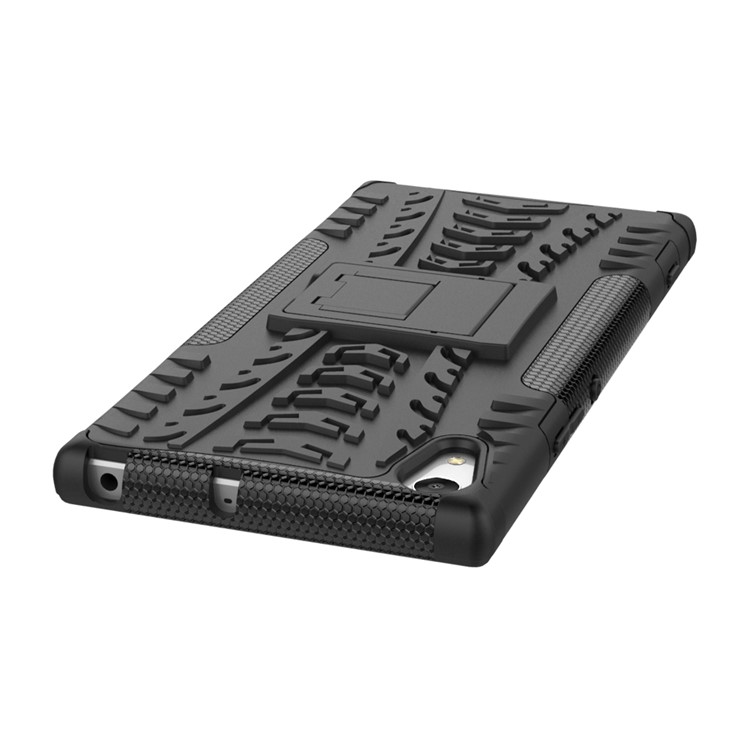 For Sony Xperia XA1 Ultra Kickstand Cool Tyre Pattern PC + TPU Case - Black-9