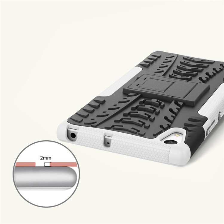 Kickstand Cool Tyre Pattern PC + TPU Casing for Sony Xperia XA1 Ultra - White-2