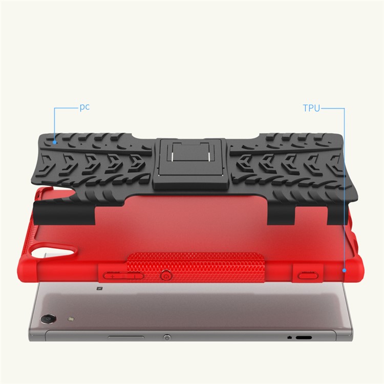Cool Tyre Pattern PC + TPU Phone Kickstand Case for Sony Xperia XA1 Ultra - Red-2