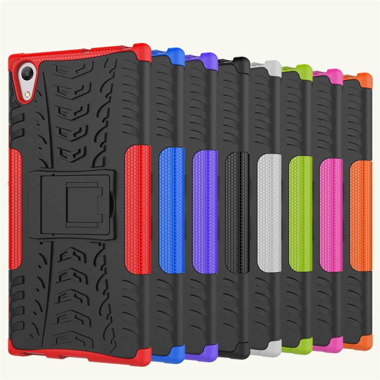 Cool Tyre Pattern PC + TPU Phone Kickstand Case for Sony Xperia XA1 Ultra - Red-3