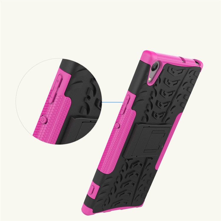 Kickstand Cool Tyre Pattern PC + TPU Mobile Phone Cover for Sony Xperia XA1 Ultra - Rose-2