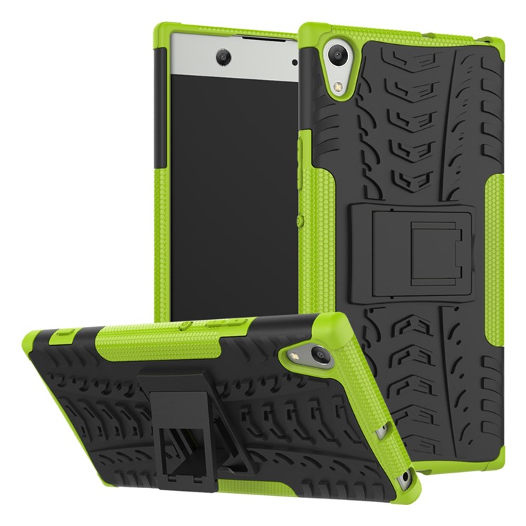Cool Tyre Pattern PC + TPU Kickstand Mobile Phone Case for Sony Xperia XA1 Ultra - Green-1