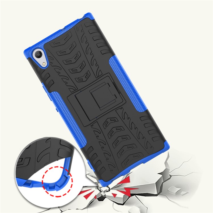 Cool Tyre Pattern PC + TPU Mobile Phone Case Kickstand for Sony Xperia XA1 Ultra - Blue-2