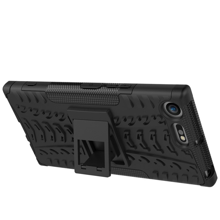 Anti-slip PC + TPU Hybrid Phone Case with Kickstand for Sony Xperia XZ Premium - Black-5