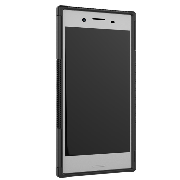 Anti-slip PC + TPU Hybrid Phone Case with Kickstand for Sony Xperia XZ Premium - Black-6