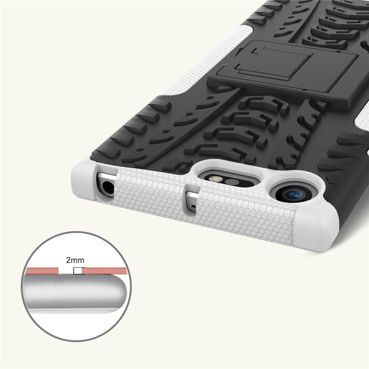 Anti-slip PC + TPU Hybrid Mobile Phone Case with Kickstand for Sony Xperia XZ Premium - White-2