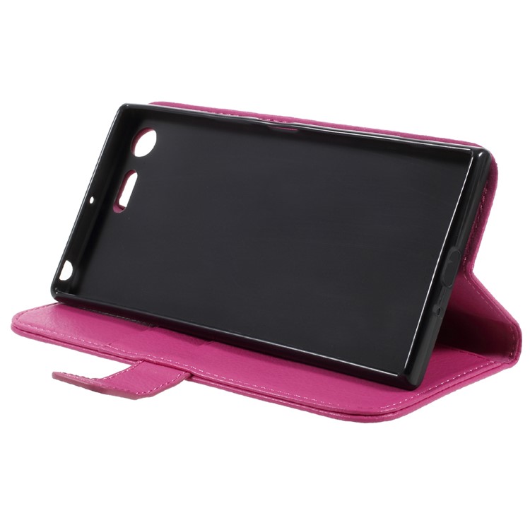 Lychee Skin Leather Wallet Stand Case for Sony Xperia XZ Premium - Rose-3