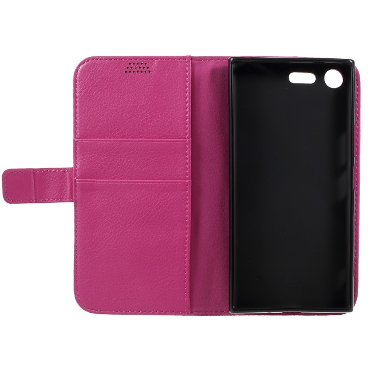 Lychee Skin Leather Wallet Stand Case for Sony Xperia XZ Premium - Rose-5