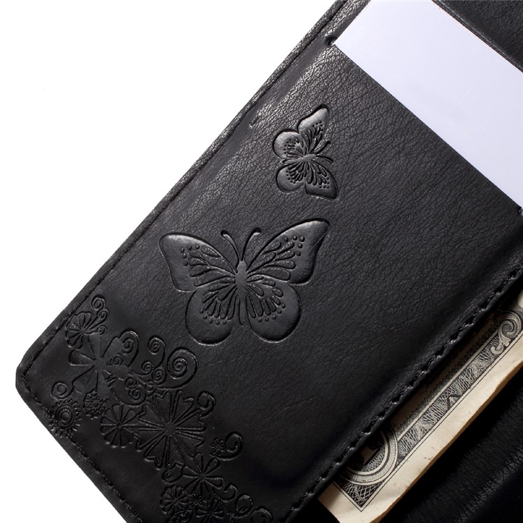 Imprinted Butterfly Flowers Leather Wallet Phone Case for Sony Xperia XA1 - Black-6