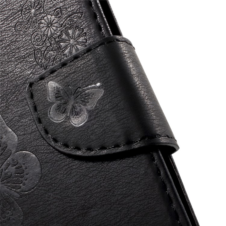 Imprinted Butterfly Flowers Leather Wallet Phone Case for Sony Xperia XA1 - Black-8