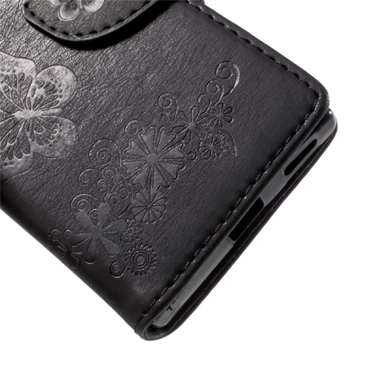 Imprinted Butterfly Flowers Leather Wallet Phone Case for Sony Xperia XA1 - Black-9