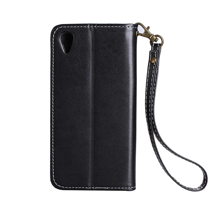 Auto-absorbed Imprint Butterfly Flower Leather Card Slots Case for Sony Xperia XA1 - Black-3
