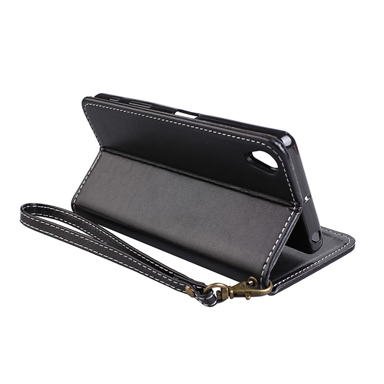 Auto-absorbed Imprint Butterfly Flower Leather Card Slots Case for Sony Xperia XA1 - Black-6